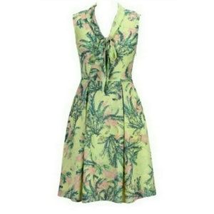 Eshakti Banana Leaf Palm Tie Neck Dress